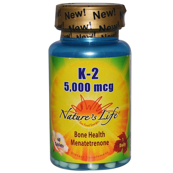 Nature's Life, K-2, Bone Health Menatetrenone, 5,000 mcg, 60 Tablets