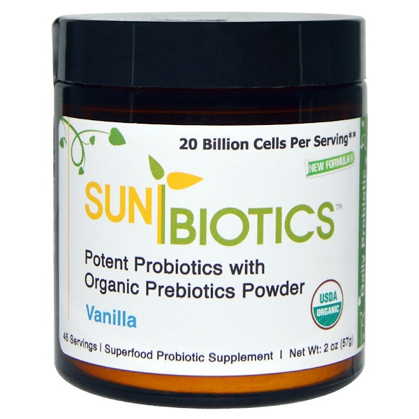 Sunbiotics, Potent Probiotics with Organic Prebiotics Powder, Vanilla, 2 oz (57 g)