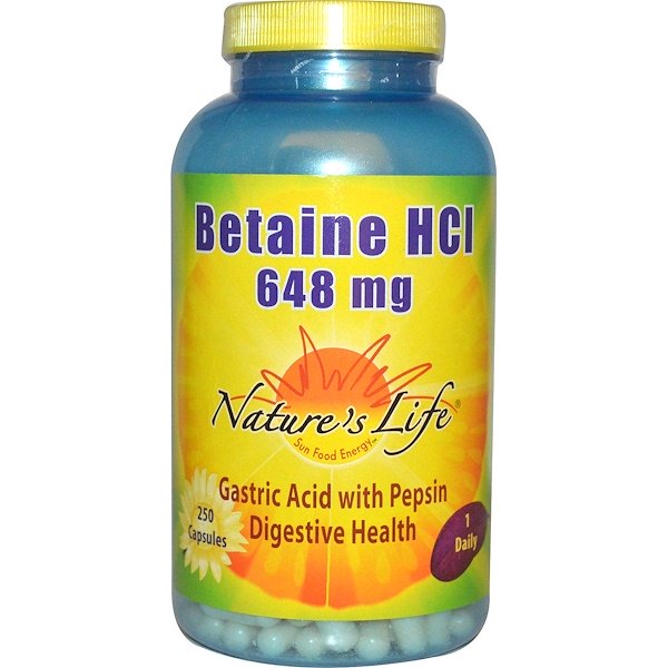 Nature's Life, Betaine HCL, 648 mg, 250 Capsules