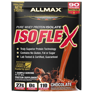 ALLMAX Nutrition, Isoflex, 100% Ultra-Pure Whey Protein Isolate (WPI Ion-Charged Particle Filtration), Chocolate, 1 Sample Serving, 1.06 oz (30 g)