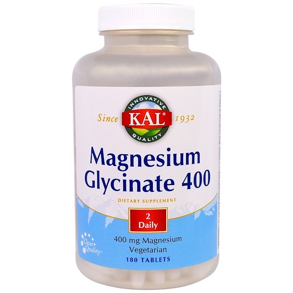 KAL, Magnesium Glycinate 400, 400 mg, 180 Tablets