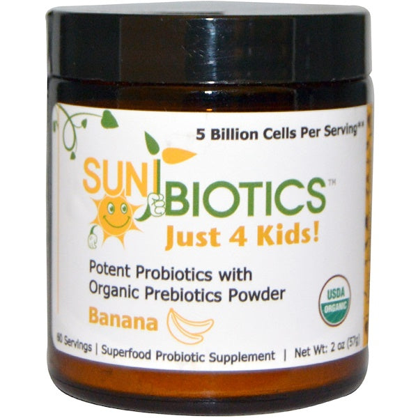 Sunbiotics, Just 4 Kids! Potent Probiotics with Organic Prebiotics Powder, Banana, 2 oz (57 g)