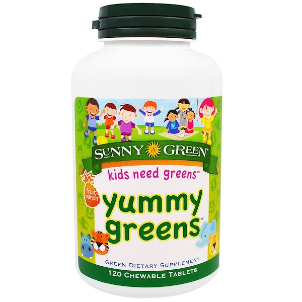 Sunny Green, Yummy Greens, Fruit Punch, 120 Chewable Tablets