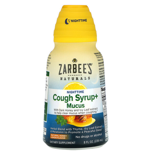 Zarbee's, NightTime Cough Syrup + Mucus, Natural Honey Lemon, 8 fl oz (236 ml)