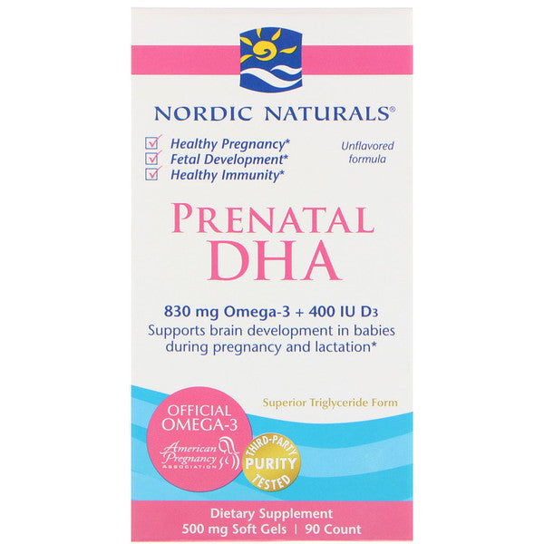 Nordic Naturals, Prenatal DHA, Unflavored Formula, 500 mg, 90 Soft Gels