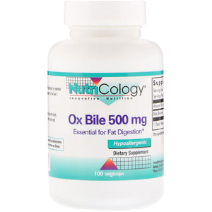 Nutricology, Ox Bile, 500 mg, 100 Vegicaps