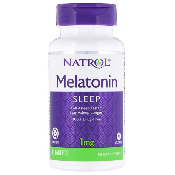 Natrol, Melatonin, Time Release, 1 mg, 90 Tablets