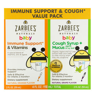 Zarbee's, Baby, Immune Support & Cough Syrup Value Pack, 2 fl oz (59 ml) Each