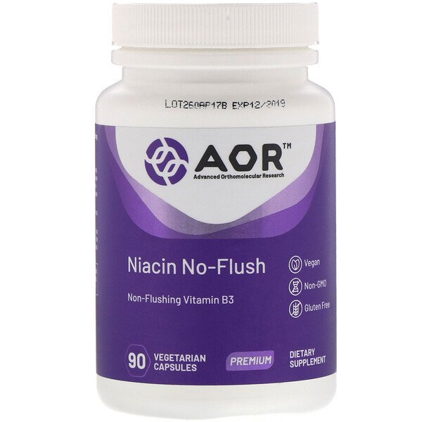 Advanced Orthomolecular Research AOR, Niacin No-Flush, 90 Vegetarian Capsules