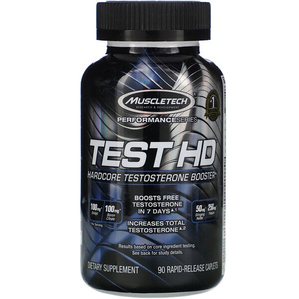 Muscletech, Performance Series, Test HD, Hardcore Testosterone Booster, 90 Rapid-Release Caplets