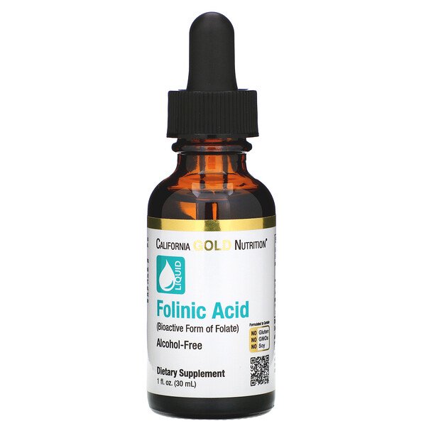 California Gold Nutrition, Folinic Acid, Alcohol Free, 1 fl oz (30 ml)