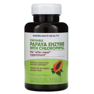 American Health, Papaya Enzyme with Chlorophyll, 250 Chewable Tablets