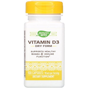 Nature's Way, Vitamin D3, Dry Form, 10 mcg, 100 Capsules