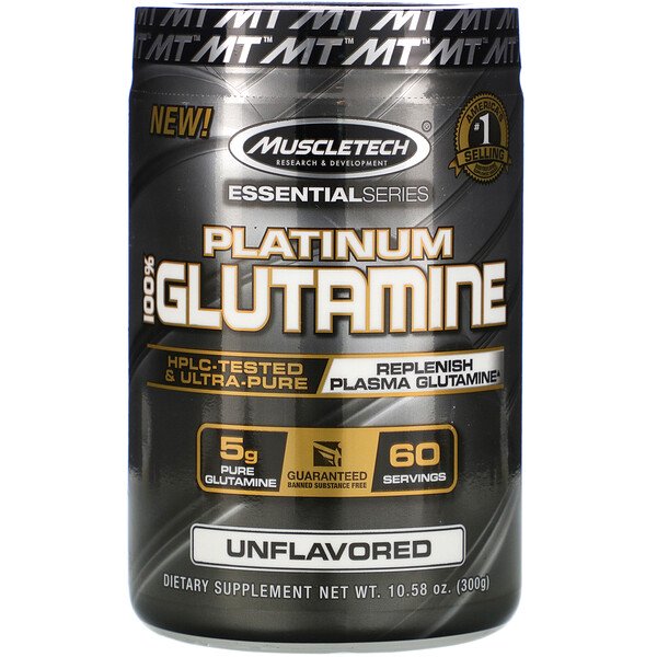 Muscletech, Essential Series, Platinum 100% Glutamine, Unflavored, 5 g, 10.58 oz (300 g)