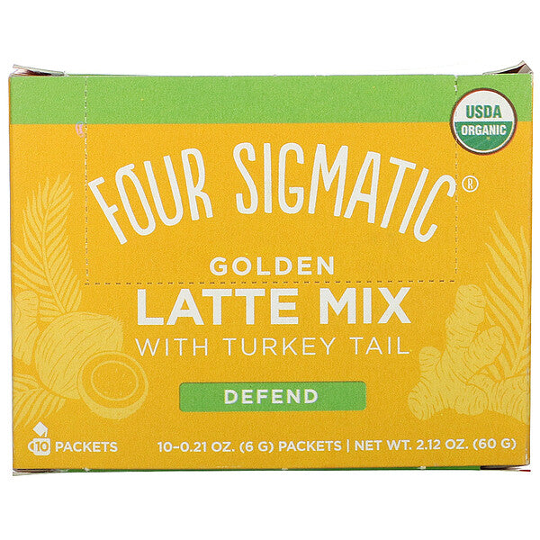 Four Sigmatic, Golden Latte Mix with Turkey Tail, 10 Packets, 0.21 oz (6 g) Each