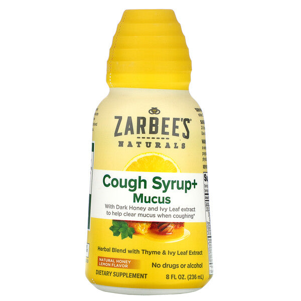 Zarbee's, Cough Syrup + Mucus, Natural Honey Lemon, 8 fl oz (236 ml)