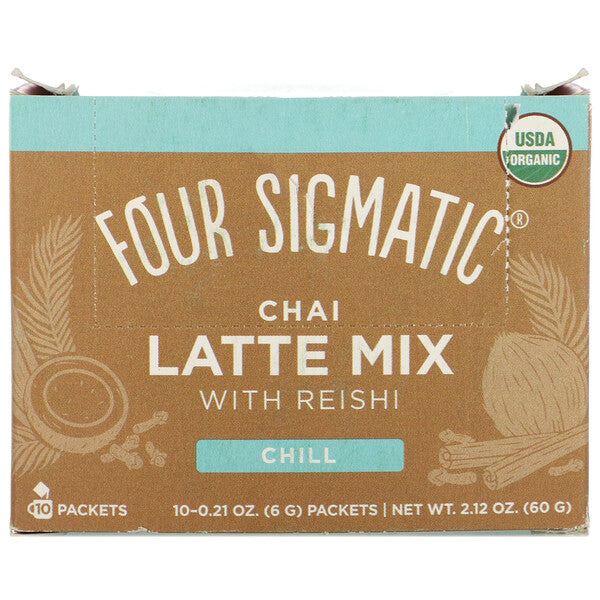 Four Sigmatic, Chai Latte Mix with Reishi, 10 Packets, 0.21 oz (6 g) Each