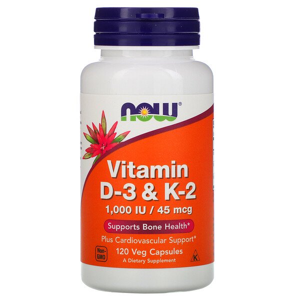 Now Foods, Vitamin D-3 & K-2, 120 Veg Capsules