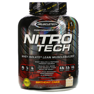 Muscletech, Nitro Tech, Whey Isolate+ Lean Musclebuilder, Birthday Cake, 3.97 lbs (1.80 kg)