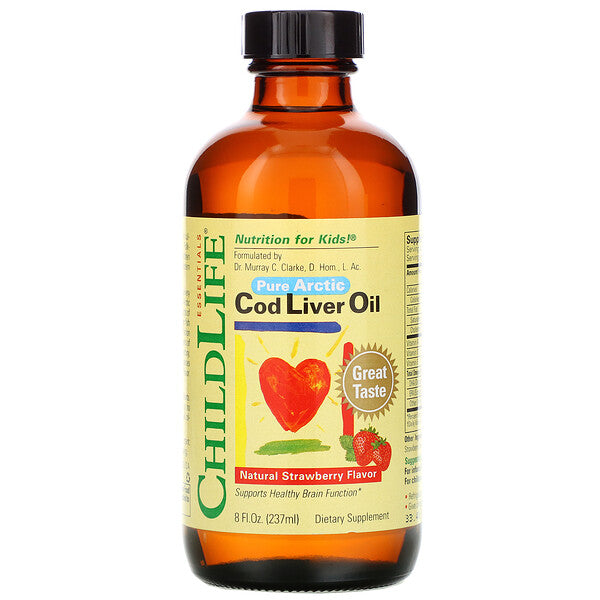 ChildLife, Cod Liver Oil, Natural Strawberry Flavor, 8 fl oz (237 ml)