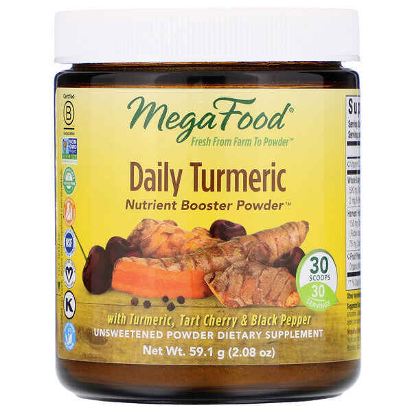 MegaFood, Daily Turmeric, Nutrient Booster Powder, Unsweetened, 2.08 oz (59.1 g)