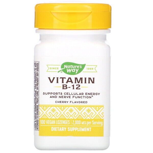 Nature's Way, Vitamin B-12, Cherry Flavored, 2,000 mcg, 100 Vegan Lozenges