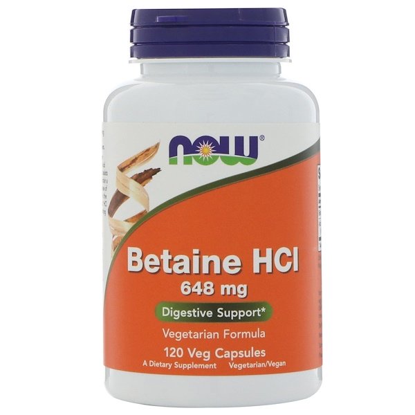 Now Foods, Betaine HCL, 648 mg, 120 Veggie Caps