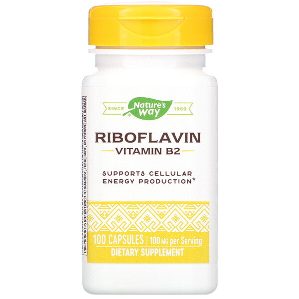 Nature's Way, Riboflavin, Vitamin B2, 100 mg, 100 Capsules