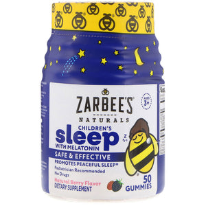 Zarbee's, Children's Sleep with Melatonin, Natural Berry Flavor, Ages 3+, 50 Gummies