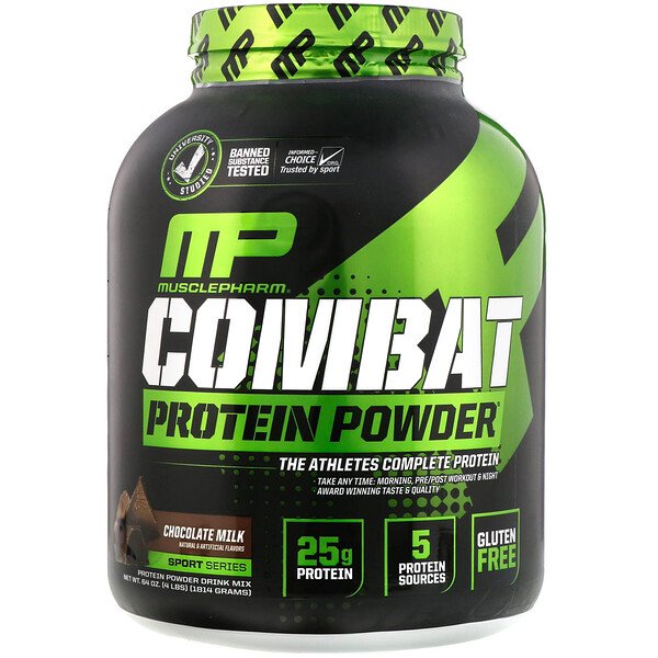 MusclePharm, Combat Protein Powder, Chocolate Milk, 4 lbs (1814 g)