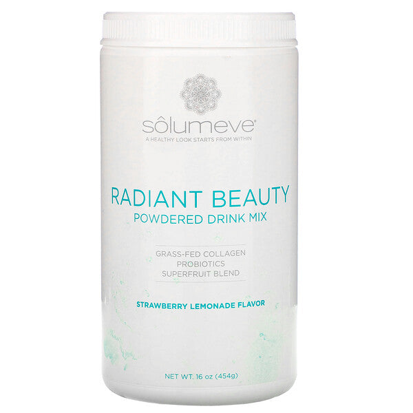 Solumeve, Radiant Beauty, Grass-Fed Collagen, Probiotics & Superfruits Powdered Drink Mix, Strawberry Lemonade, 16 oz (454 g)