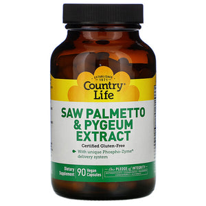 Country Life, Saw Palmetto & Pygeum Extract, 90 Vegan Capsules