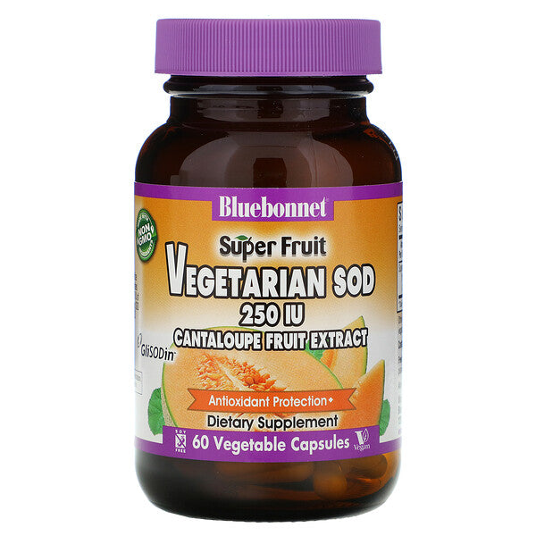 Bluebonnet Nutrition, Super Fruit, Vegetarian SOD, Cantaloupe Fruit Extract, 250 IU, 60 Vegetable Capsules