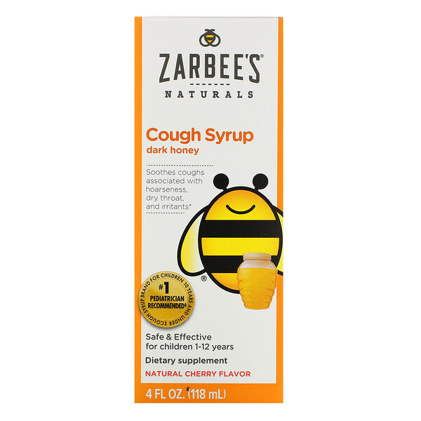 Zarbee's, Children's Cough Syrup, Dark Honey, For Children 12 Months+, Natural Cherry Flavor, 4 fl oz (118 ml)