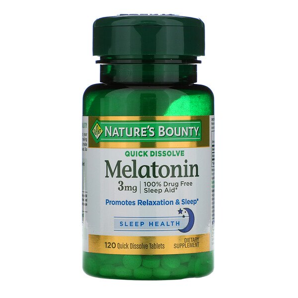 Nature's Bounty, Melatonin, Natural Cherry Flavor, 3 mg, 120 Quick Dissolve Tablets