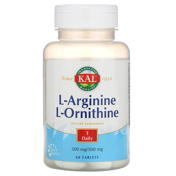 KAL, L-Arginine L-Ornithine, 500 mg /500 mg, 60 Tablets