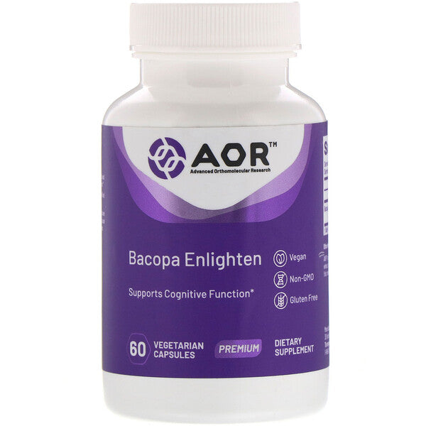 Advanced Orthomolecular Research AOR, Bacopa Enlighten, 60 Vegetarian Capsules