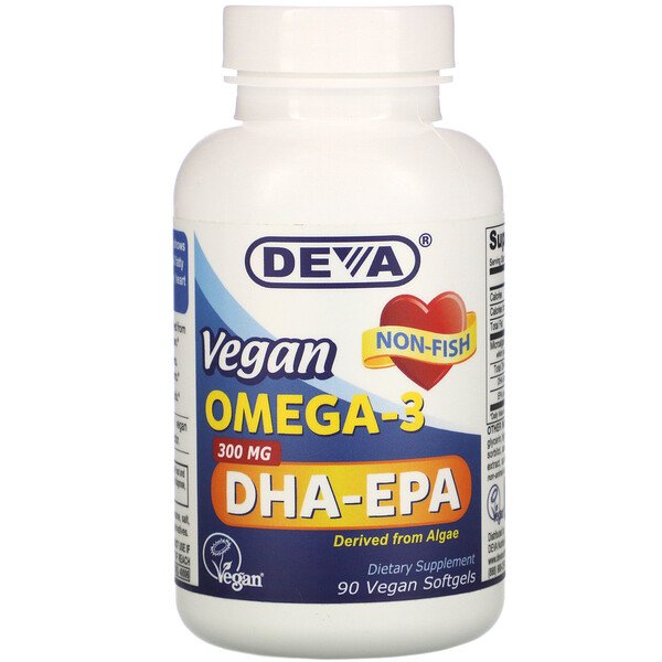 Deva, Vegan, Omega-3, DHA-EPA, 300 mg, 90 Vegan Softgels