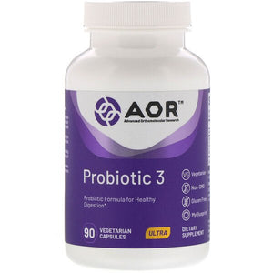 Advanced Orthomolecular Research AOR, Probiotic 3, 90 Vegetarian Capsules