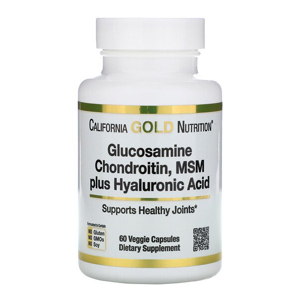 California Gold Nutrition, Glucosamine Chondroitin, MSM plus Hyaluronic Acid, 60 Veggie Capsules