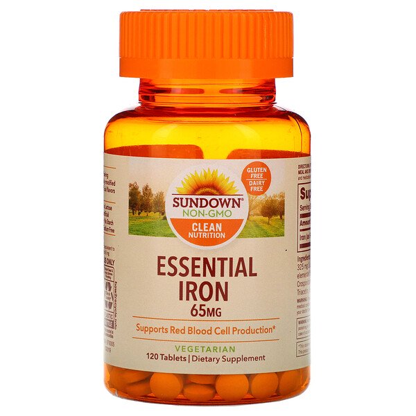 Sundown Naturals, Essential Iron, 65 mg, 120 Tablets