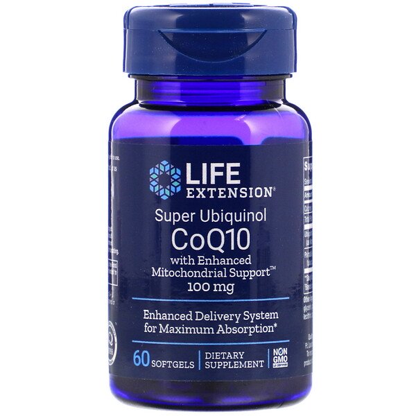 Life Extension, Super Ubiquinol CoQ10 with Enhanced Mitochondrial Support, 100 mg, 60 Softgels