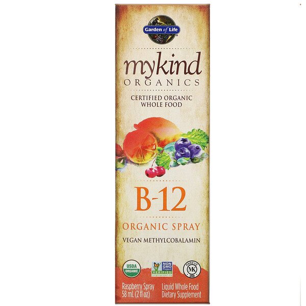 Garden of Life, MyKind Organics, B-12 Organic Spray, Raspberry, 2 fl oz (58 ml)