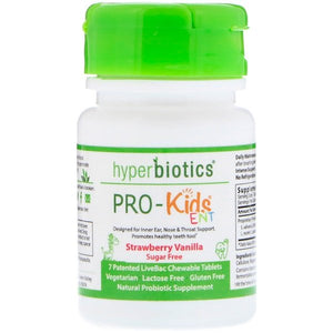 Hyperbiotics, PRO-Kids ENT, Sugar Free, Strawberry Vanilla, 7 Patented LiveBac Chewable Tablets