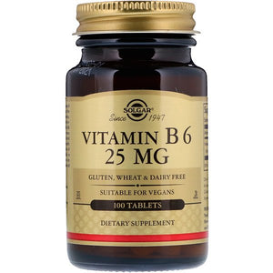 Solgar, Vitamin B6, 25 mg, 100 Tablets