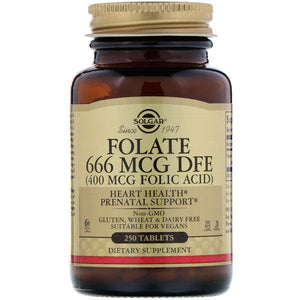 Solgar, Folate, 400 mcg, 250 Tablets