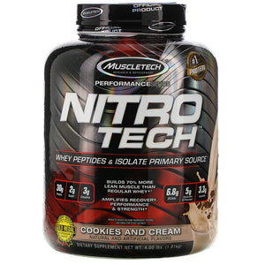 Muscletech, Nitro Tech, Whey Isolate + Lean Musclebuilder, Cookies and Cream, 3.97 lbs (1.80 kg)