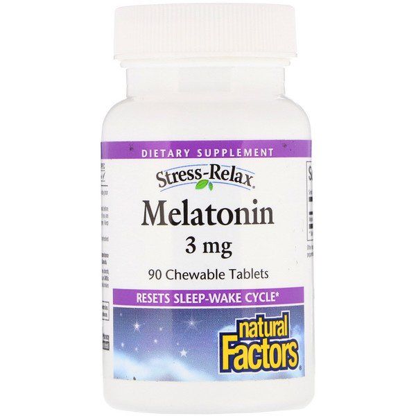 Natural Factors, Stress-Relax, Melatonin, 3 mg, 90 Chewable Tablets