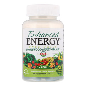 KAL, Enhanced Energy, Once Daily Whole Food Multivitamin, 60 Vegetarian Tablets