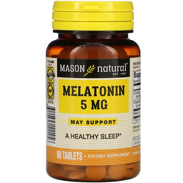 Mason Natural, Melatonin, 5 mg, 60 Tablets